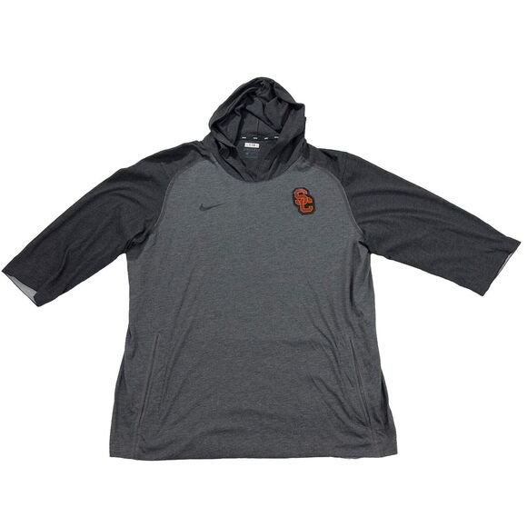 USC Trojans Nike DriFit Football Hoodie Men XL Team Issued #19 Lightweight gray - Picture 1 of 15